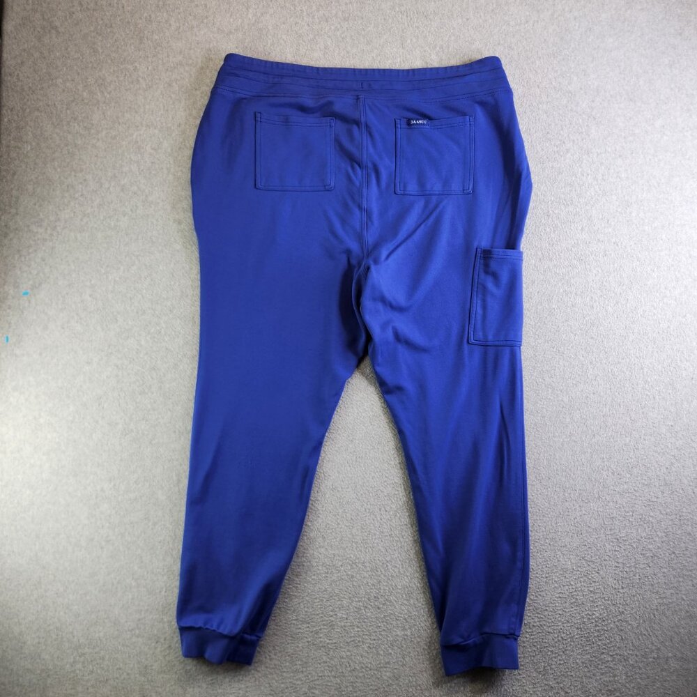 Jaanuu Scrub Pants Womens 2X Blue 10 Pocket Jogger Cargo Jersey Knit Drawstring - Picture 14 of 15